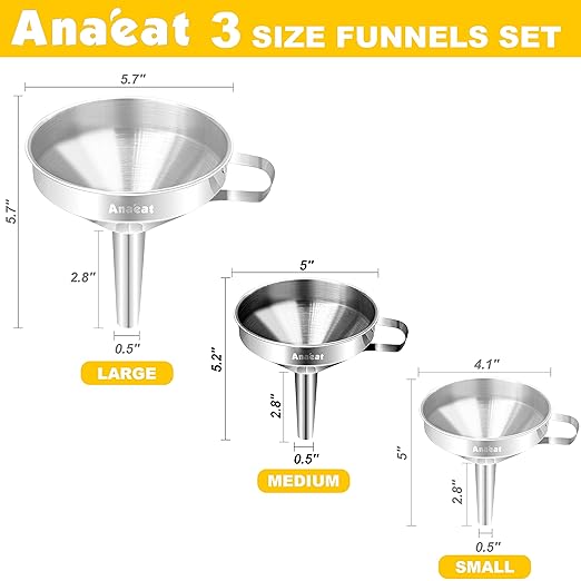 Anaeat Stainless Steel Kitchen Funnel, Oils & 1 Pc Cleaning Brush - Image 6