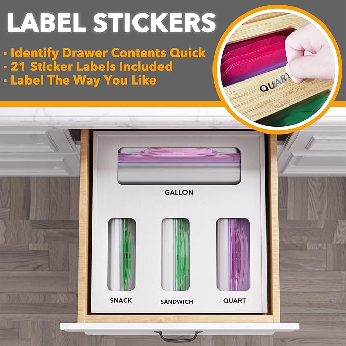 SpaceAid Bag Storage Organizer for Kitchen Drawer, Bamboo Organizer, Compatible - Image 4