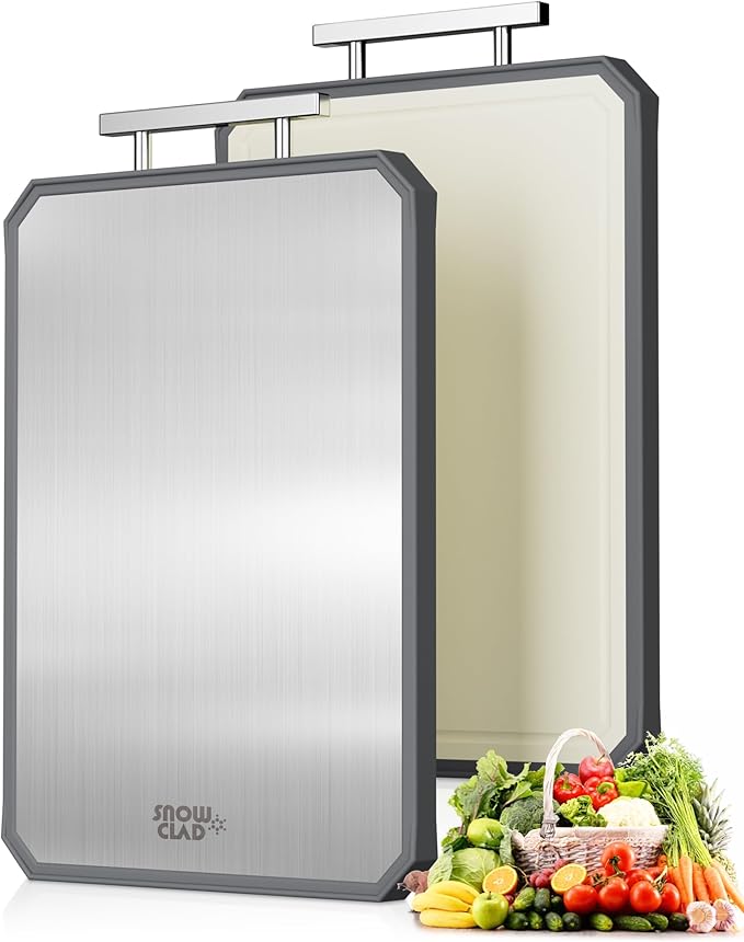 SNOWCLAD Stainless Steel Cutting Board, Double Sided Steel Bread Boards by SC-LLC