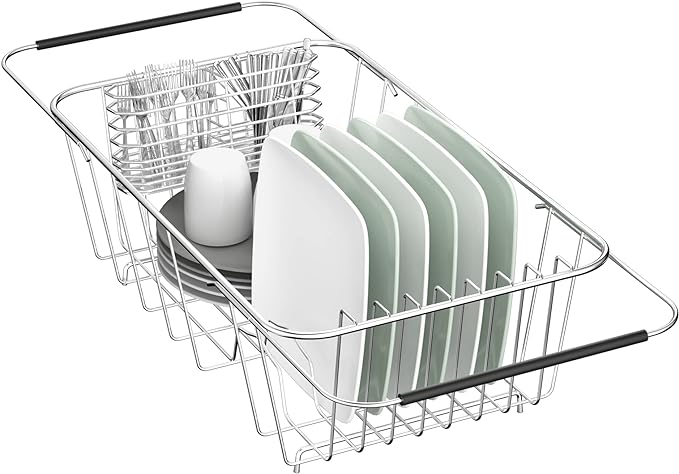 JAQ Over Sink Dish Drying Rack for Small Sink, Compact Expandable 14.25"–22.44" by JAQ-BuyNow