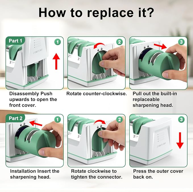 Electric Knife Sharpener with Replaceable Sharpening Head Easy to Change - Image 8