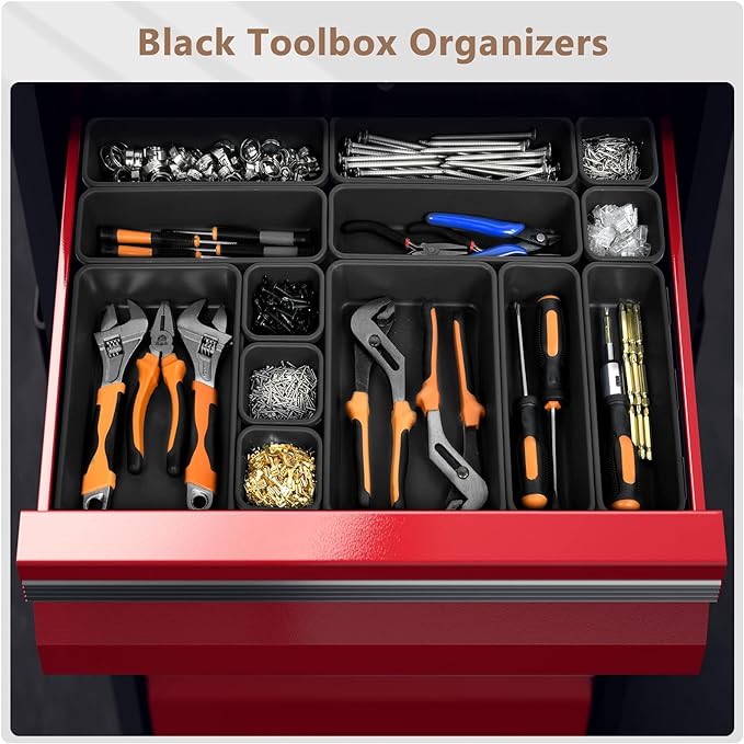 A-LuGei【 & 5 Size Tool Box Organizer Tray Divider Set, 【Black】 - Image 4