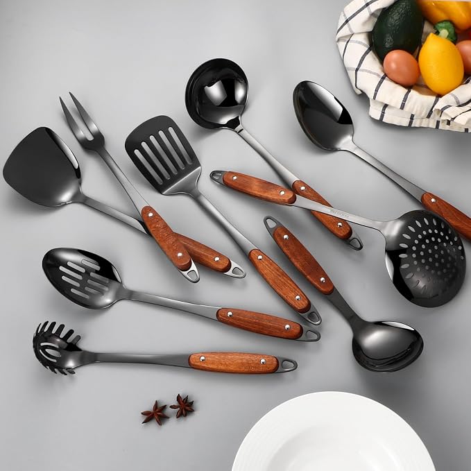 304 Stainless Steel Cooking Utensils Set, Solid Spoon, Spaghetti Spoon - Image 8