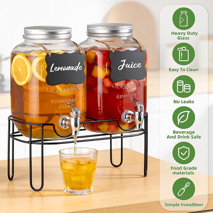 1 Gallon Glass Drink Dispensers - Image 2