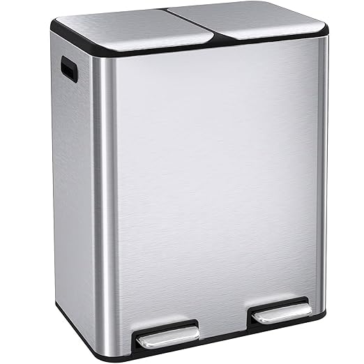 ComfyCorner 16 Gal Dual Trash Can, Stainless Steel Kitchen Garbage Bin by ComfyCorner