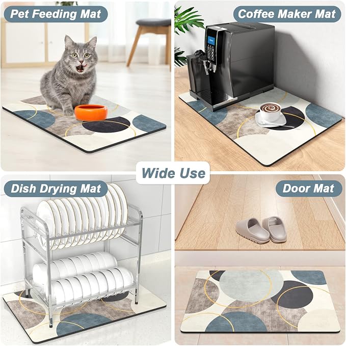 Rnivvi Coffee Mat, Hide Stain Rubber Backed Absorbent Dish Drying Pad - Image 7