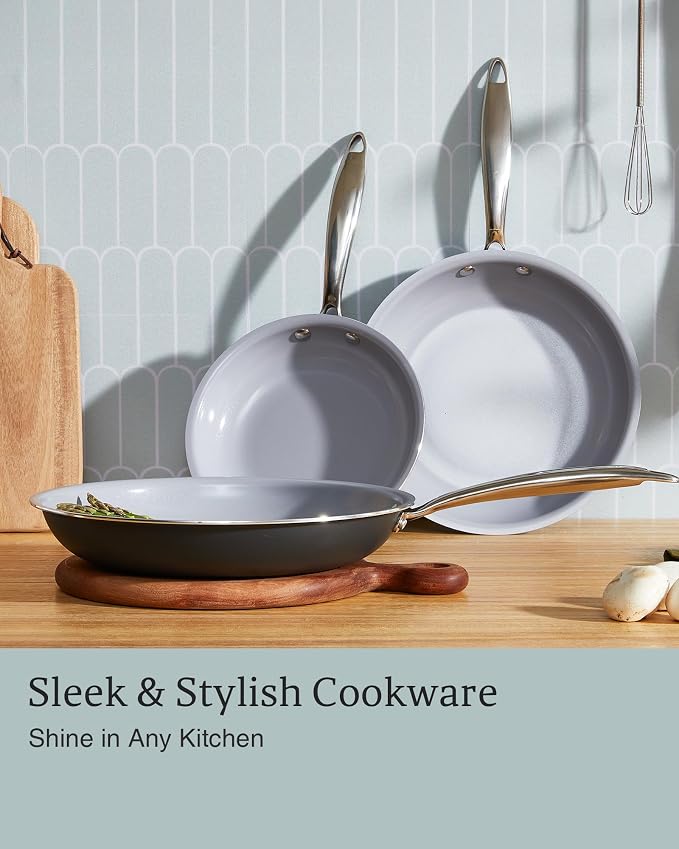 KITEXPERT Non Stick Frying Pans, Titanium Ceramic Skillet Set - Image 7