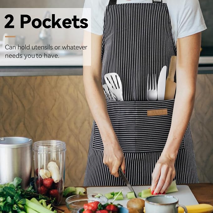 NLUS 2 Pack Kitchen Cooking Aprons, Adjustable Bib Soft Chef Apron - Image 6