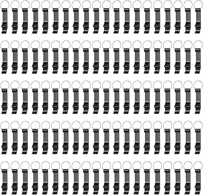 400 Pack Black Metal Bottle Opener Keychains Bulk, Tiny Beverage Opener Party by Yugada