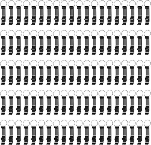 400 Pack Black Metal Bottle Opener Keychains Bulk, Tiny Beverage Opener Party by Yugada