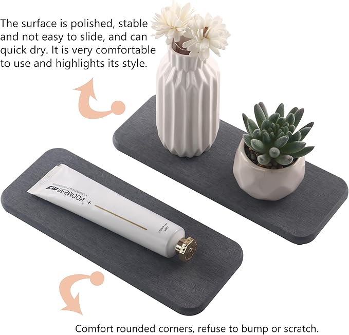 NiuYichee 2 Pcs Water Absorbing Stone Trays, Kitchen/Bathroom Sink Soap Dish - Image 2