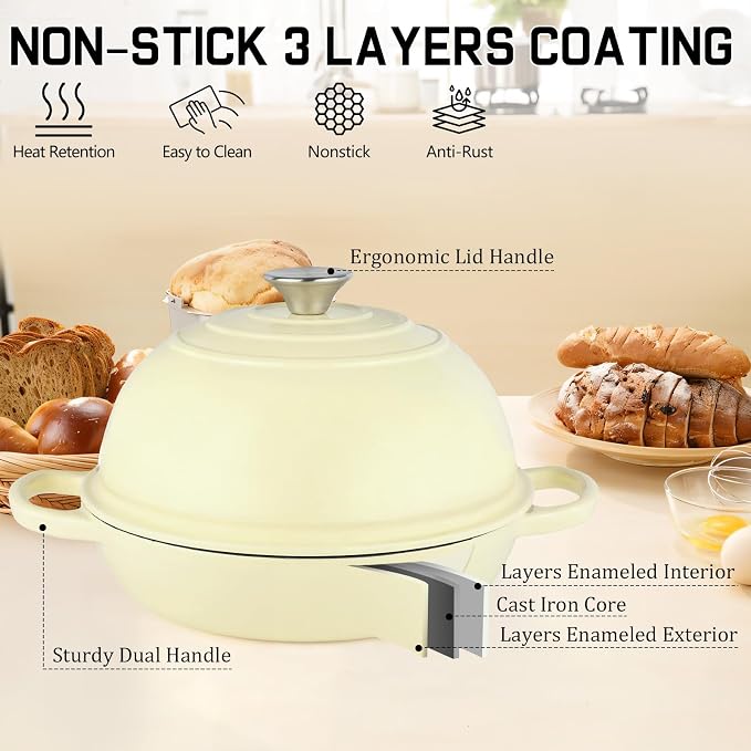 Enameled Cast Iron Bread Oven, Dutch Oven Pot - Image 3