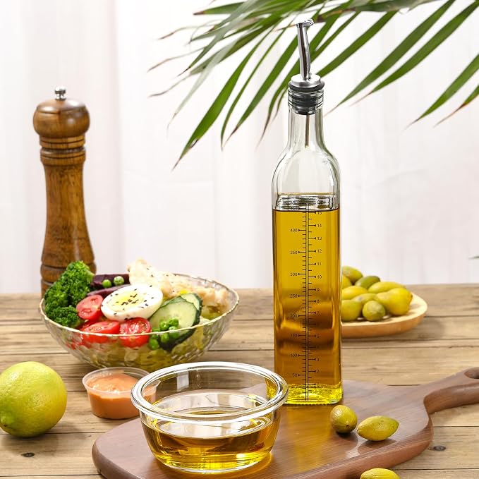 AOZITA 17oz Glass Olive Oil Dispenser Bottle - 500ml Clear -Oil & Vinegar Cruet - Image 8