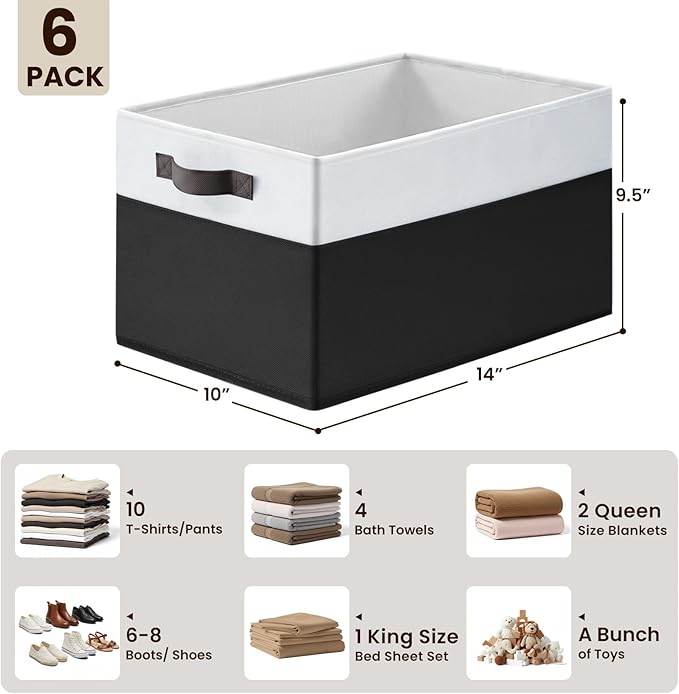 Criusia 6 Pack Closet Organizers and Storage Bins, Cute Dorm Room Essentials - Image 2