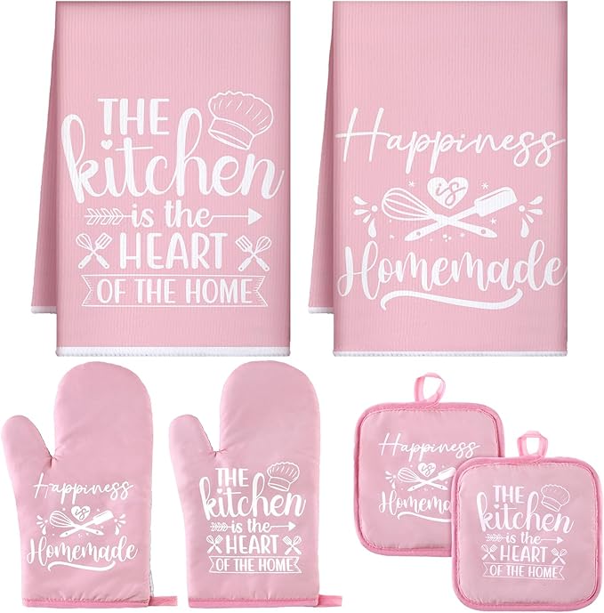 Sratte 6 Pcs Kitchen Decor Accessories Set Farmhouse Towels Pot Holders Oven by Sratte