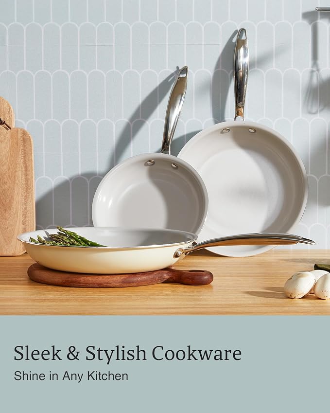KITEXPERT Non Stick Frying Pans, Titanium Ceramic Skillet Set - Image 7