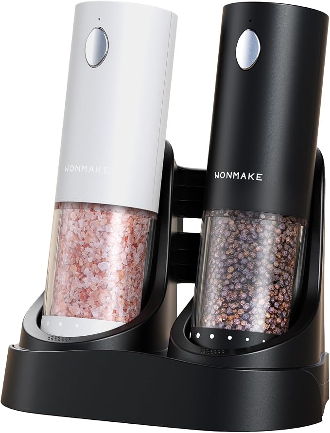 Electric Salt and Pepper Grinder Set by WONMAKE