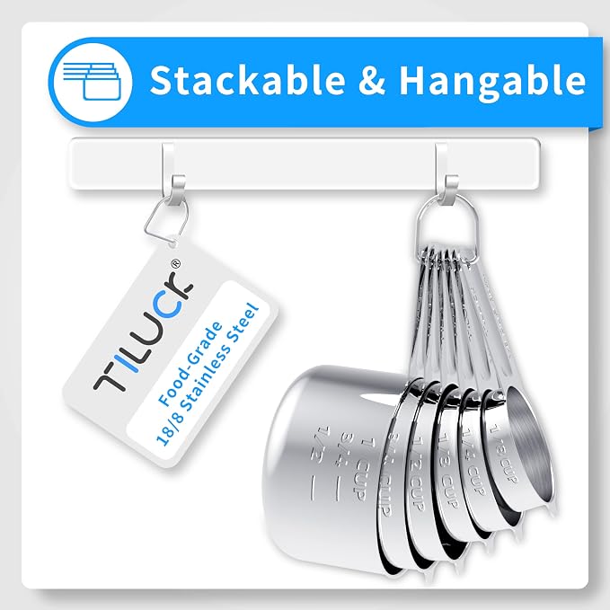 TILUCK Stainless Steel Measuring Cups & Spoons Set, Cups and Spoons, Kitchen - Image 3