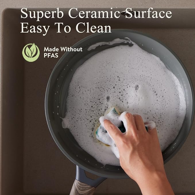 22Pcs Pots and Pans Set Non Stick Non-Toxic Ceramic Cookware Sets Nonstick - Image 7
