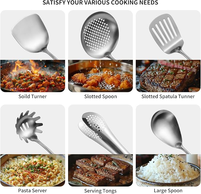 304 Stainlss Steel Kitchen Utensils Set, Pasta Server - Image 3