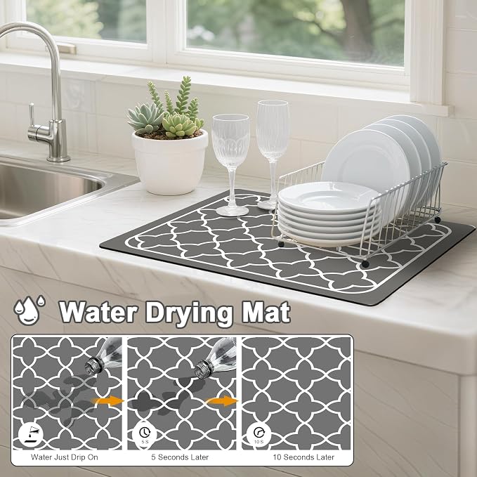 Dish Drying Mats for Kitchen Counter, Waterproof Coffee Mat for Countertop - Image 2