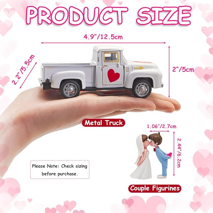 Valentines Day Decorations Farmhouse Vintage Mini Truck - Image 3