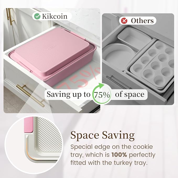Kikcoin 25 PCS Stackable Baking Pans Set, Non-stick Bakeware Sets - Image 3