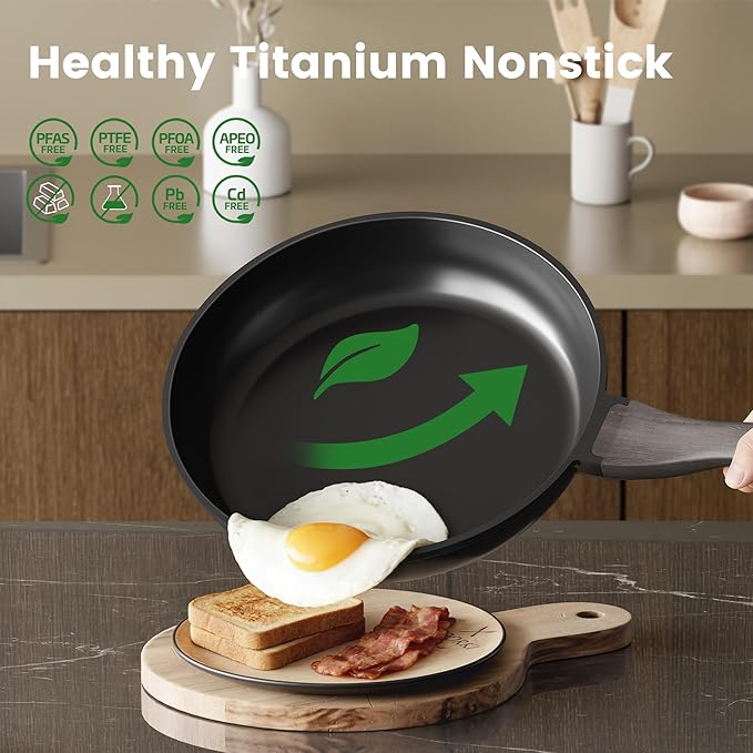 Nonstick Cookware Set, Titanium Coating Pan Set, Induction Cookware Oven Safe - Image 3