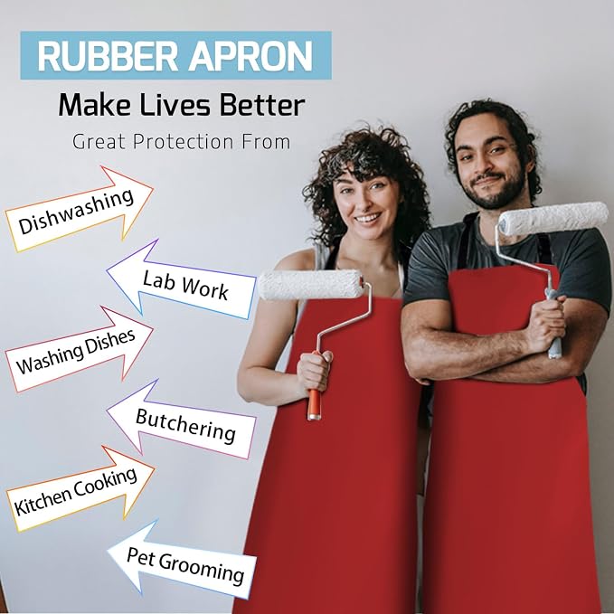 Homsolver 2 Pack Waterproof Rubber Aprons, Heavy Duty Butcher - Image 7