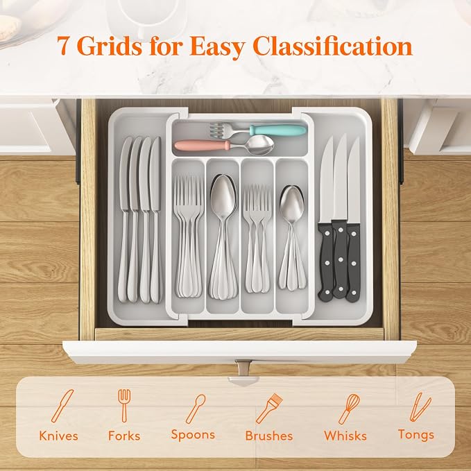 Lifewit Silverware Drawer Organizer, Expandable Utensil Tray - Image 3