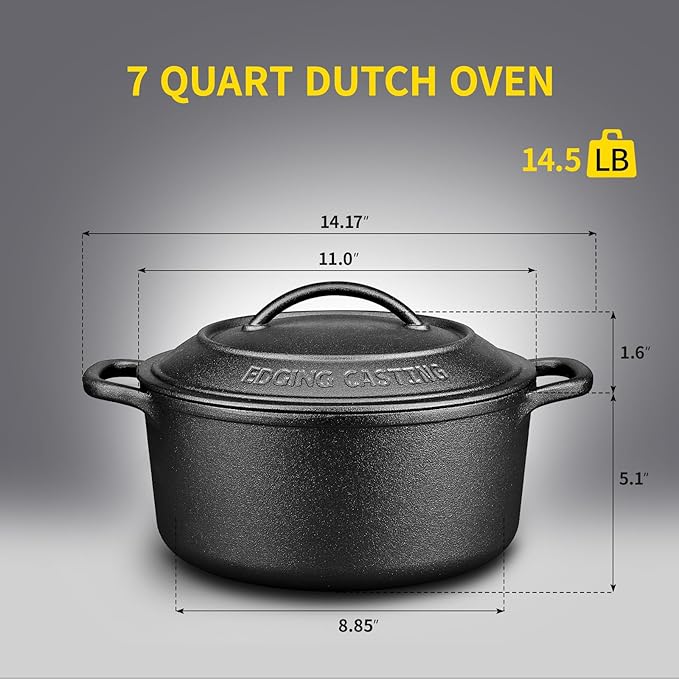 EDGING CASTING Pre-Seasoned Cast Iron Dutch Oven Pot - Image 3