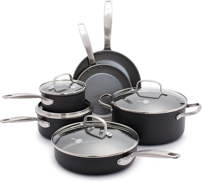 GreenPan Chatham Hard Anodized Healthy Ceramic Nonstick 10 Piece Cookware Pots by GreenPan