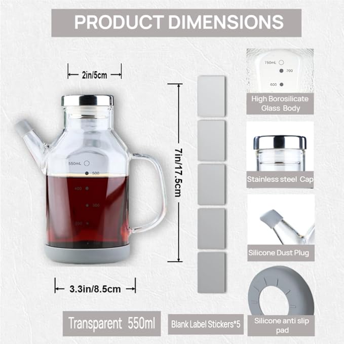 High Borosilicate Glass Oil Bottle-Olive Oil Dispenser - Image 2