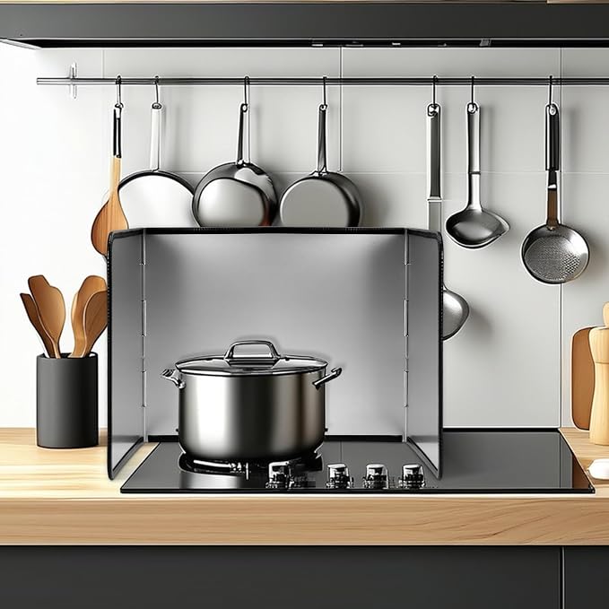Foldable Stainless Steel Splatter Guard, Oil Splash Protection Backsplash - Image 6
