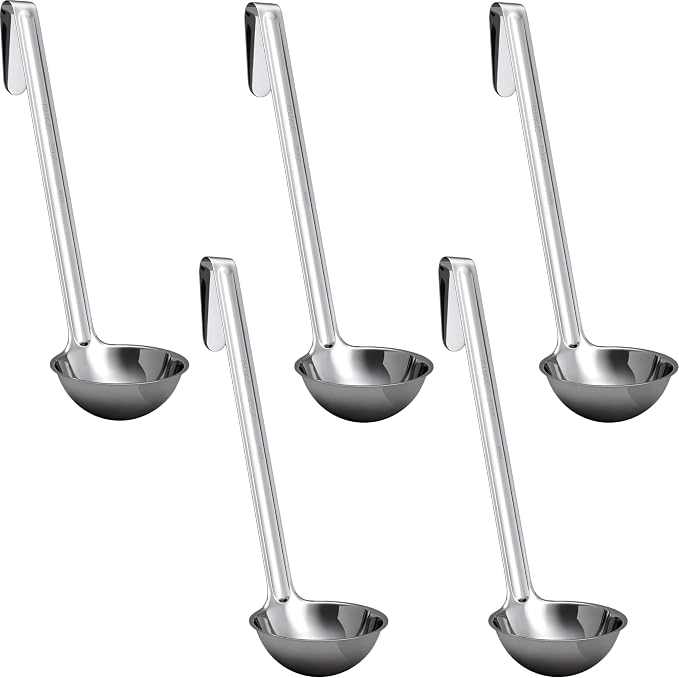 Super Sturdy, Ergonomic 2 Oz. Soup Ladle 5 Pk. Stainless Steel Ladles by FoodRestaurantSupplies
