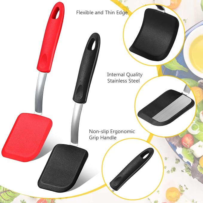 Silicone Cookie Spatula Turner 2 Pack Mini Brownie Spatula Flexible Kitchen - Image 4