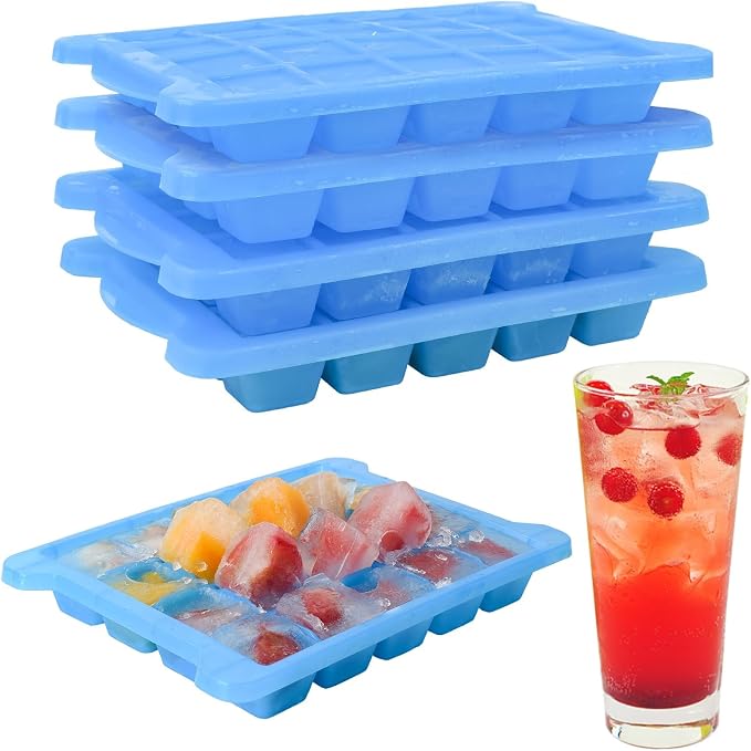 4 Pack Mini Ice Cube Trays for Freezer-Easy Release & Stackable | Small Ice by Aibirui