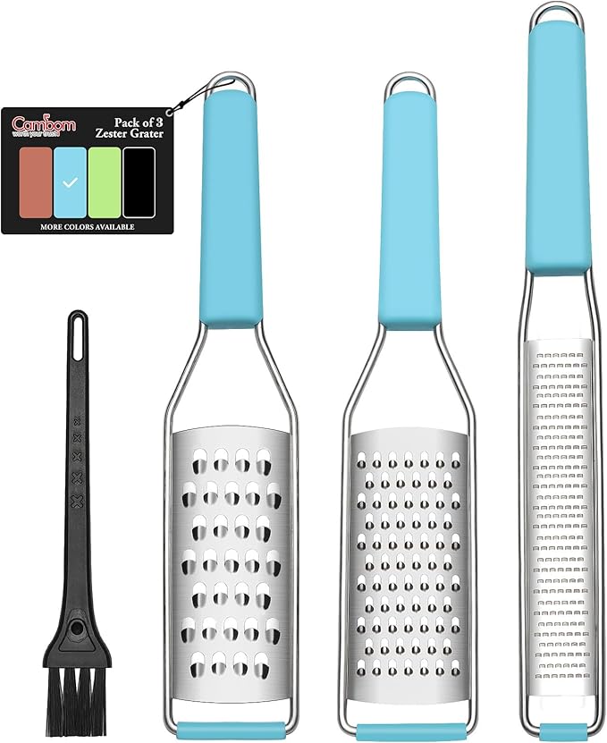 Cambom Cheese Grater Citrus Zester Lemon Zester Pack of 3-304 Stainless Steel by Cambom