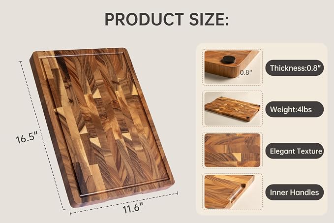 Walnut Wood Cutting Board, End Grain Wooden Cutting Boards - Image 4