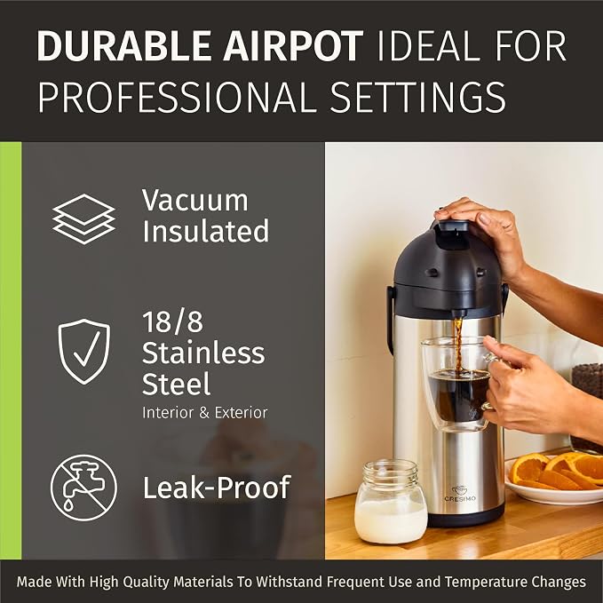 Cresimo Coffee Carafe with Pump - 102oz / 3L Airpot 12 Hours Large Hot Water - Image 8