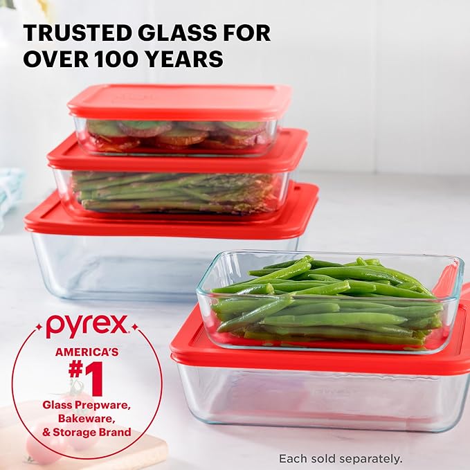 Pyrex Simply Store Glass Food Storage Container, Snug Fit Non-Toxic Plastic - Image 6
