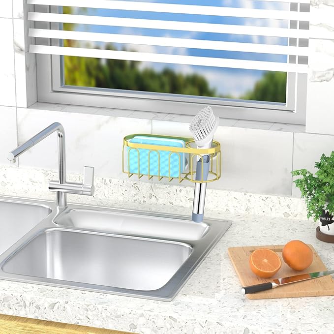 2-in-1 Sponge Holder for Kitchen Sink, Sink Caddy Kitchen Sink Organizer - Image 5