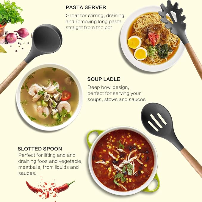 MIBOTE 17 Pcs Silicone Cooking Kitchen Utensils Set - Image 2
