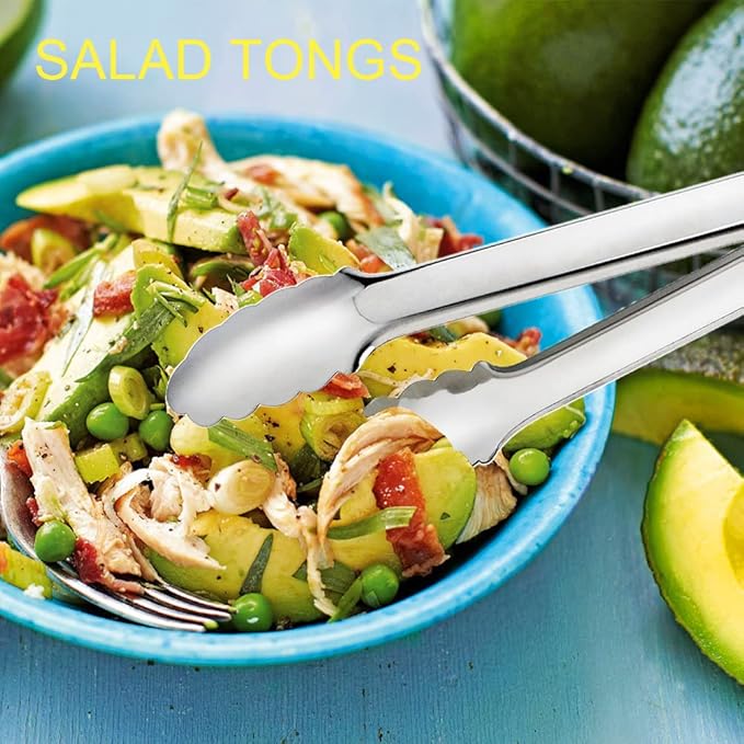 2 Pack Serving Tongs Serving Utensils Salad Tongs Metal Buffet Tongs Non-slip & - Image 5