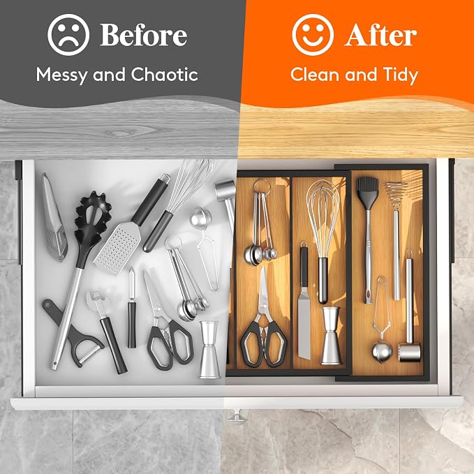 Lifewit Utensil Organizer for Kitchen Drawer, Expandable Cooking Utensil Tray - Image 7