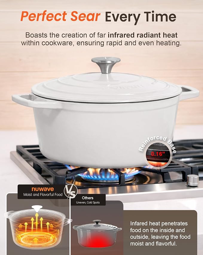 Nuwave 6QT Healthy Enameled Cast Iron Dutch Oven Pot - Image 3