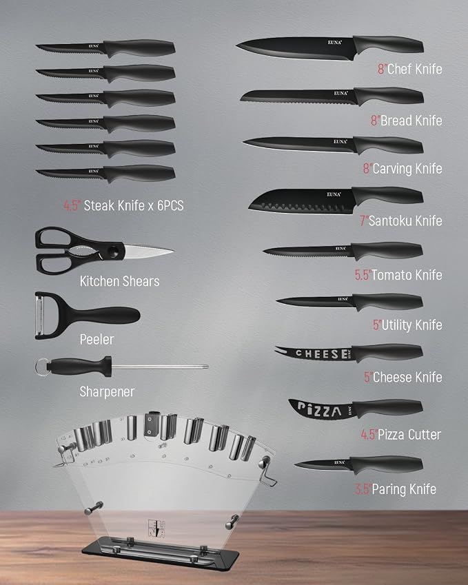 EUNA Kitchen Knife Set, German High-Carbon Stainless Steel Knife Sets - Image 3