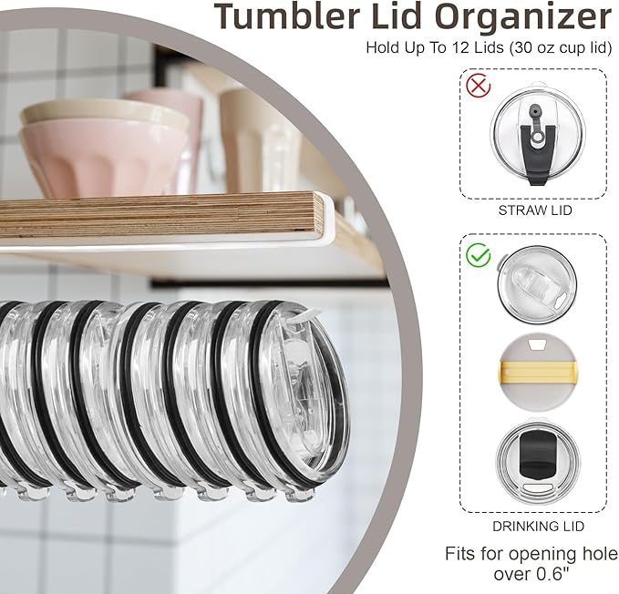 LveSunny Tumbler Lid Organizer, 2 Pack Cup Lid Organizer - Image 3