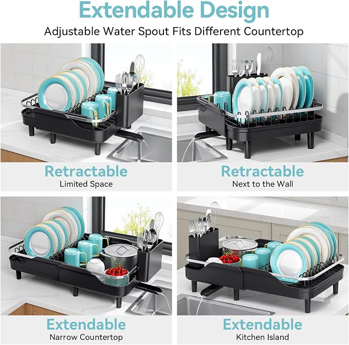 Urackify Expandable Dish Rack for Kitchen Counter, 16.14"-23.62" Large - Image 4