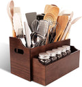 Wooden Kitchen Utensil Holder for Countertop, Large Utensil Organizer by DIOLOVE